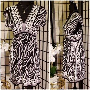 NEW Ultra Flirt Animal Print V Neck Dress S/C